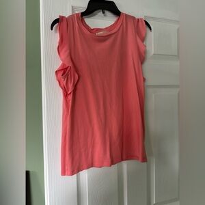Coral salmon Michael Kors Ruffle Sleeve Top